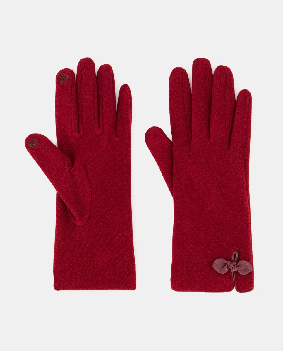 

Красные вязаные перчатки с бантом Eem
