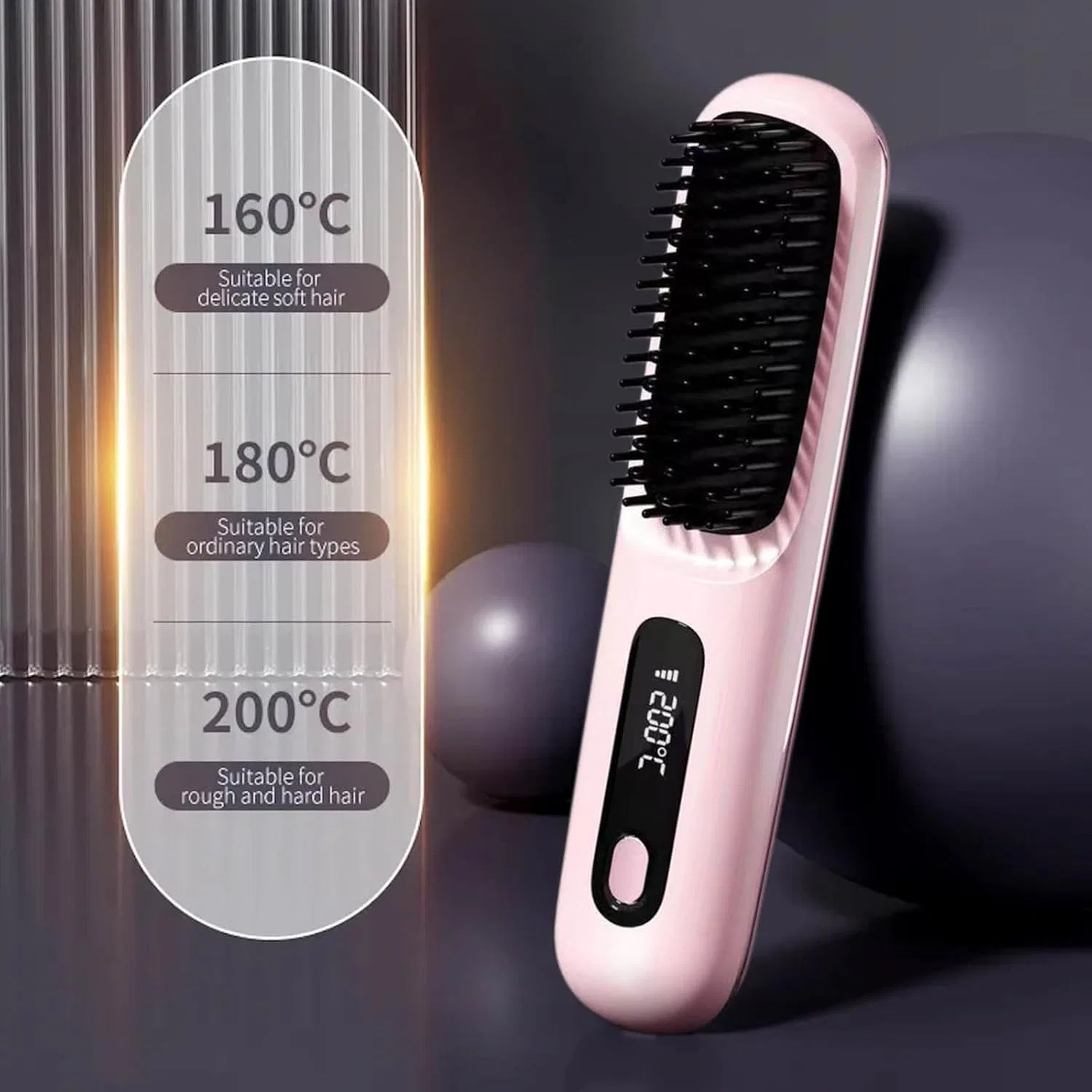 Беспроводная расческа-выпрямитель «Go Brush Pro» для коротких волос Ziswin, Black — фото 3
