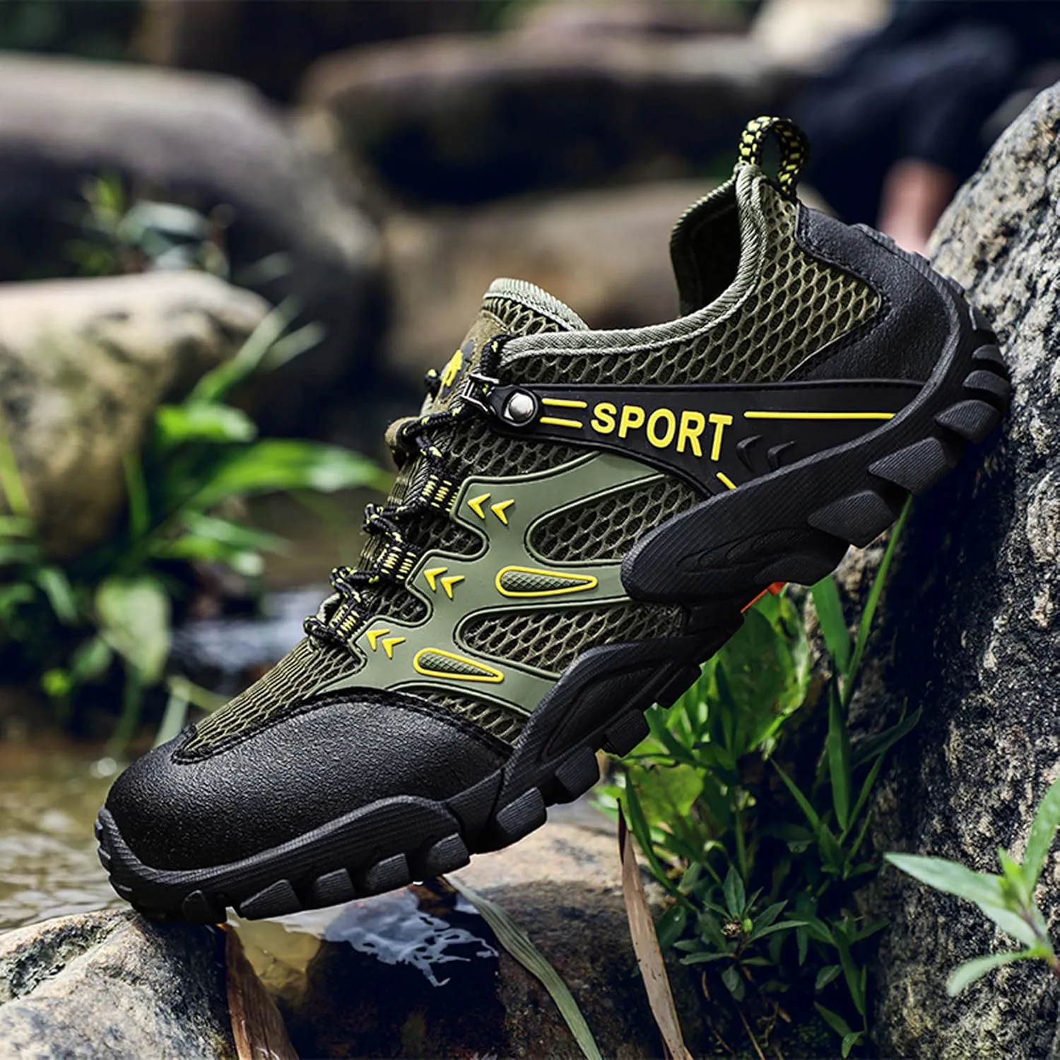 

Мужские и женские водные спортивные кроссовки, сетчатые мужские пляжные туфли для ходьбы, велоспорта, рыбалки, скалолазания, парусного спорта, путешествий, походов, фитнеса, беговые дышащие, нескользящие, износостойкие амфибийные туфли Vtiao, зе...