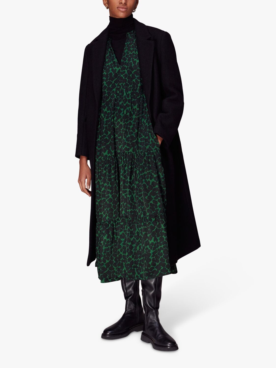 

Платье миди-трапеция с анималистичным принтом Whistles, зеленый/разноцветный