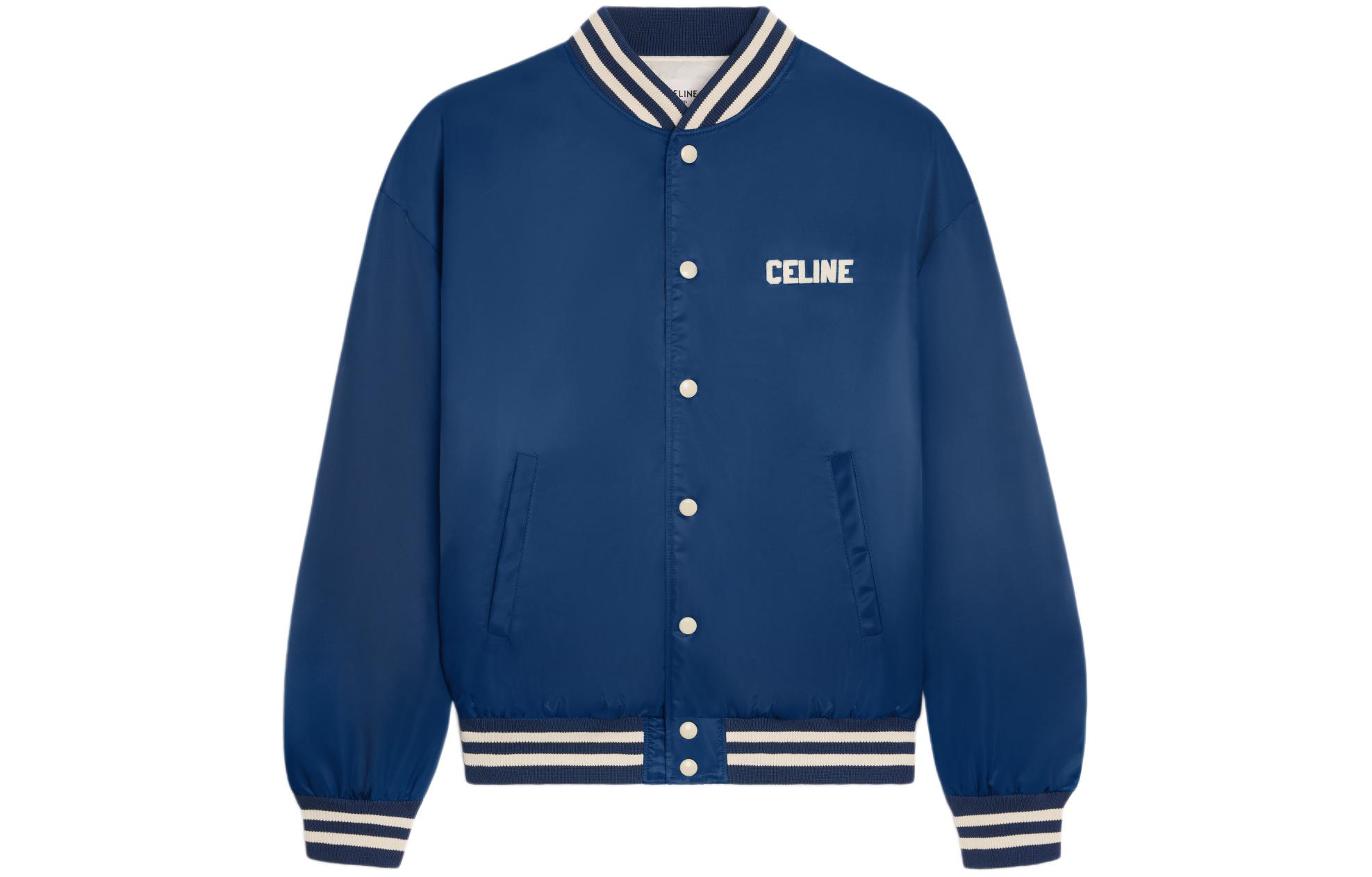 

CELINE Свободная куртка Тедди из нейлона, Marine Blue