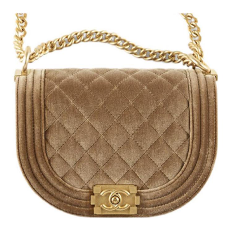 

CHANEL Вельветовая сумка-мессенджер с золотистой фурнитурой