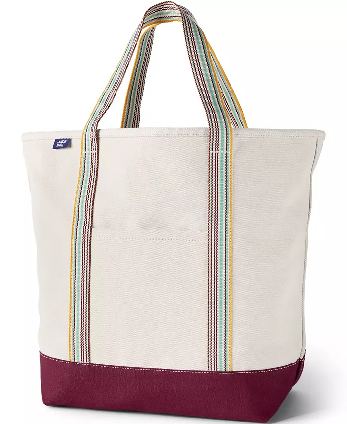 

Большая натуральная холщовая сумка-тоут с 5 карманами и открытым верхом Lands' End, белый