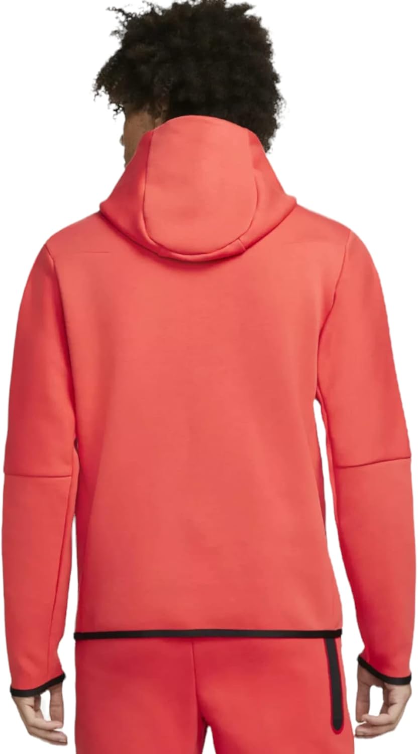 Мужская толстовка с капюшоном Nike Tech Fleece, Lobster Red/Black — фото 2