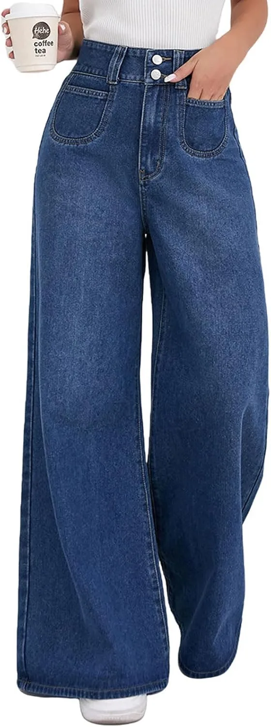 

Джинсы-слаксы для женщин с высокой талией и широкими штанинами Djeanxa