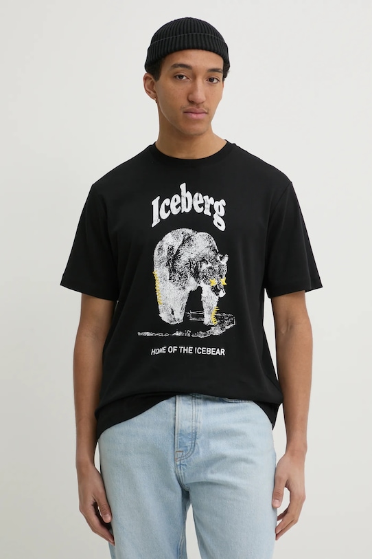 

Хлопковая футболка Iceberg, черный
