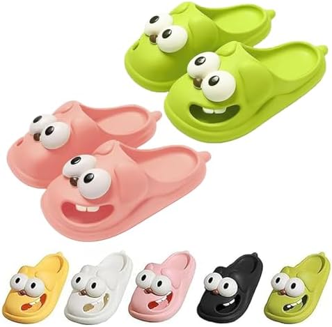

Тапочки Hohny Tongue Kiss, милые забавные 3D-тапочки с большими глазами в виде собачки, забавная мультяшная упаковка, тапочки Eva Head, зеленый/розовый