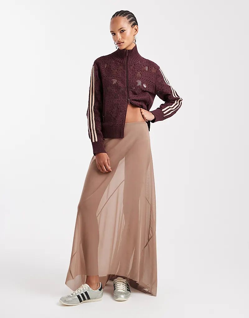 

Юбка макси из сетчатой ткани с косой вязкой ASOS DESIGN цвета «песок»