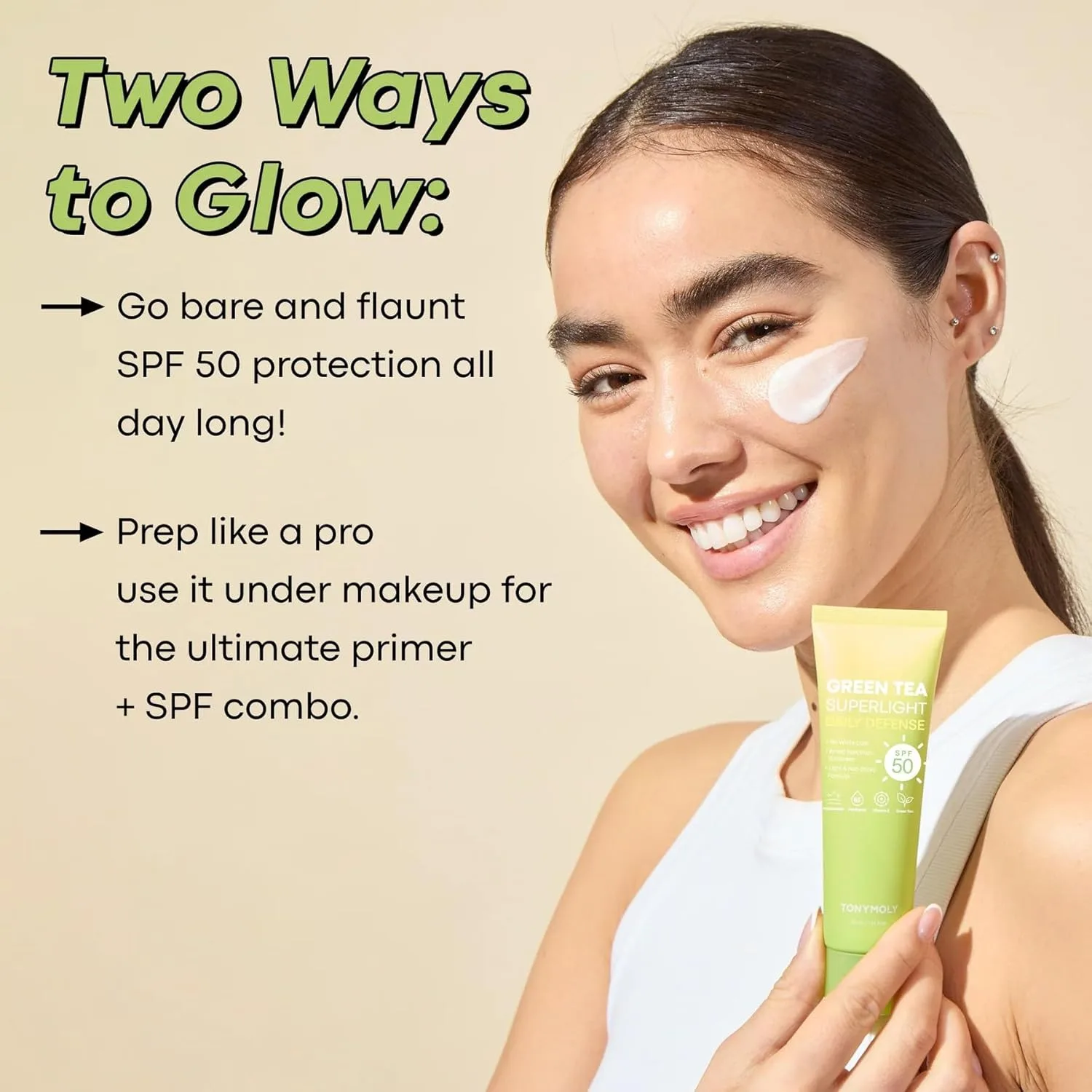 Солнцезащитный крем TONYMOLY с зеленым чаем SPF 50 и увлажняющим спреем для лица Pocket Bunny, легкий корейский солнцезащитный крем для лица., Green — фото 3