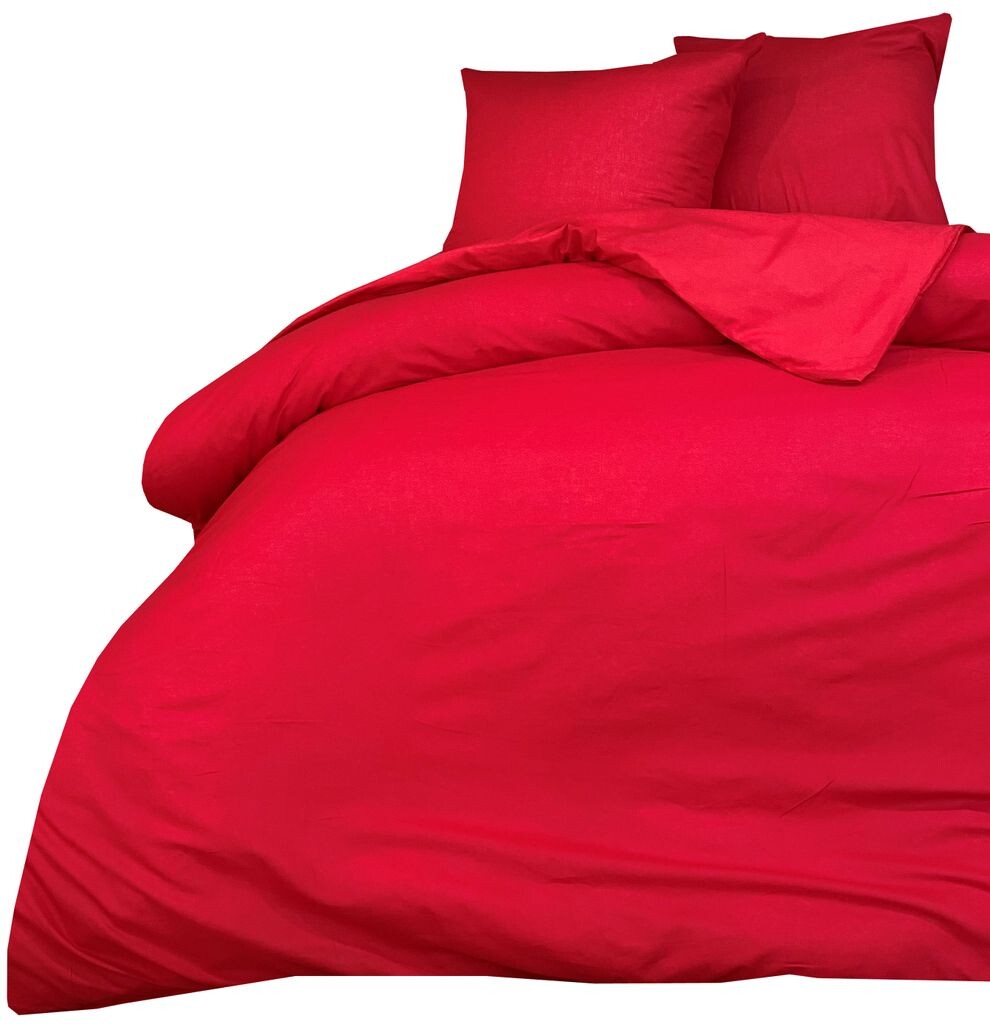 

Постельное белье 200х220 + 80х80 см. 100% хлопок Renforce Red Uni Plain комплект, 3 шт leonado vicenti