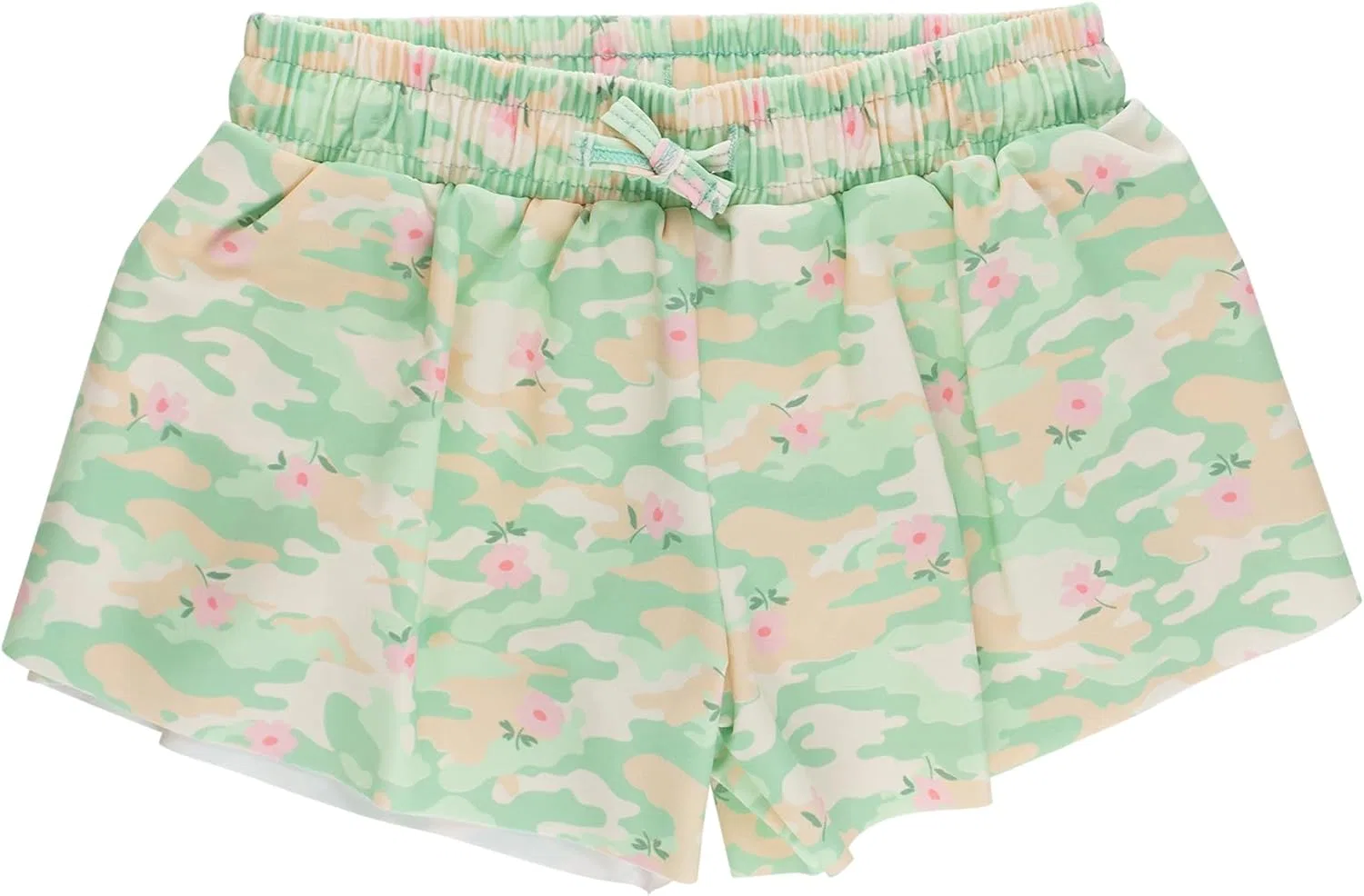 Шорты для девочек UPF50+ RuffleButts, цвет Sage Blossom Camo