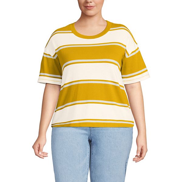 

Футболка с коротким рукавом Mariner Plus size Lands' End, Dijon Gold Stripes, Синий, Футболка с коротким рукавом Mariner Plus size Lands' End, Dijon Gold Stripes