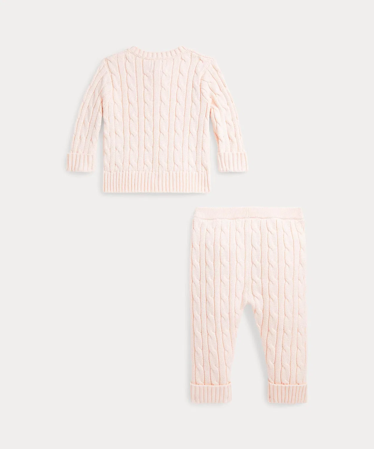 Вязаный кардиган и брюки из хлопка Ralph Lauren, сет, розовый — фото 2
