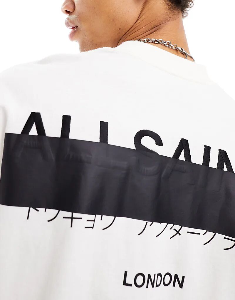 Футболка Redact oversize с вышитым логотипом белого цвета AllSaints — фото 4