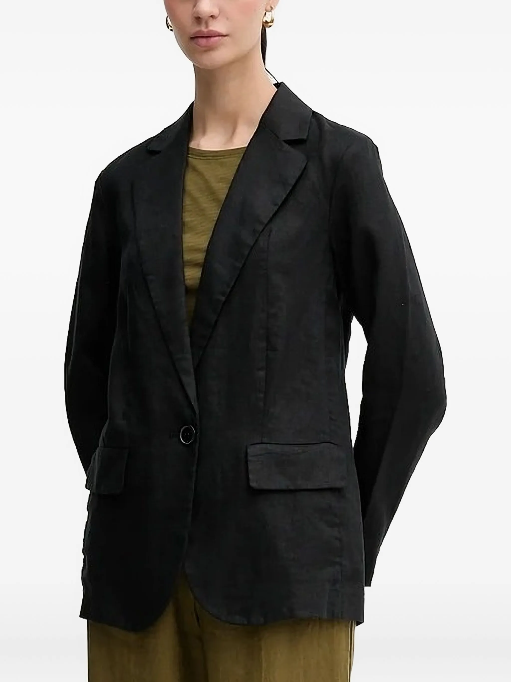 

Льняной блейзер на пуговице Sisley, черный