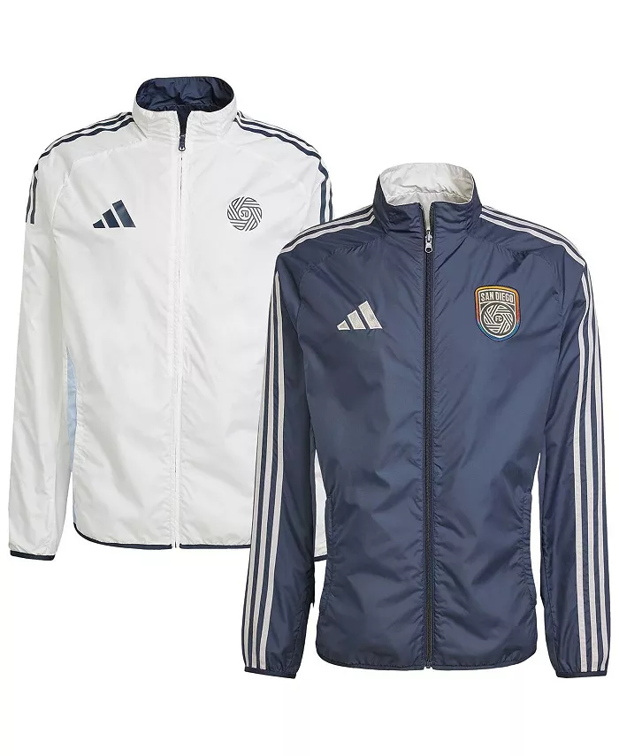 

Мужская сине-белая реверсивная куртка на молнии San Diego FC 2025 Anthem adidas