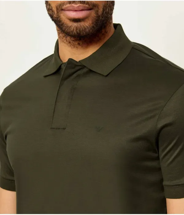 Полюс regular fit Emporio Armani, оливково-зеленый — фото 4