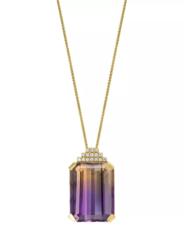 

Ожерелье с подвеской 18 дюймов из 14-каратного золота с аметрином (13-5/8 карата) и бриллиантом (1/20 карата) Lali Jewels, ametrine