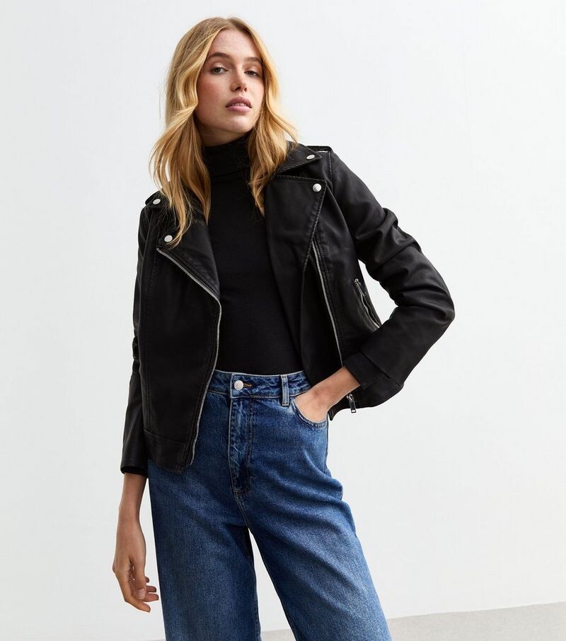 

Черная косуха из искусственной кожи New Look, черный