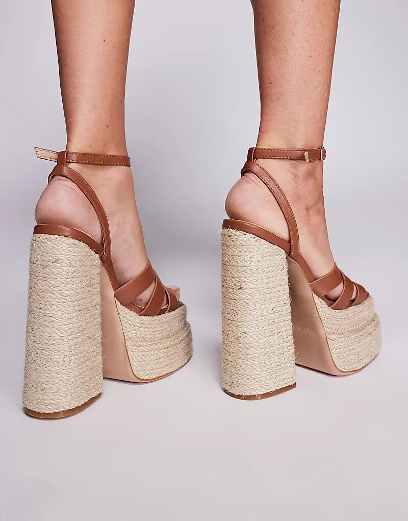 Босоножки SIMMI Shoes Papzi на платформе и каблуке светло-коричневого цвета — фото 3