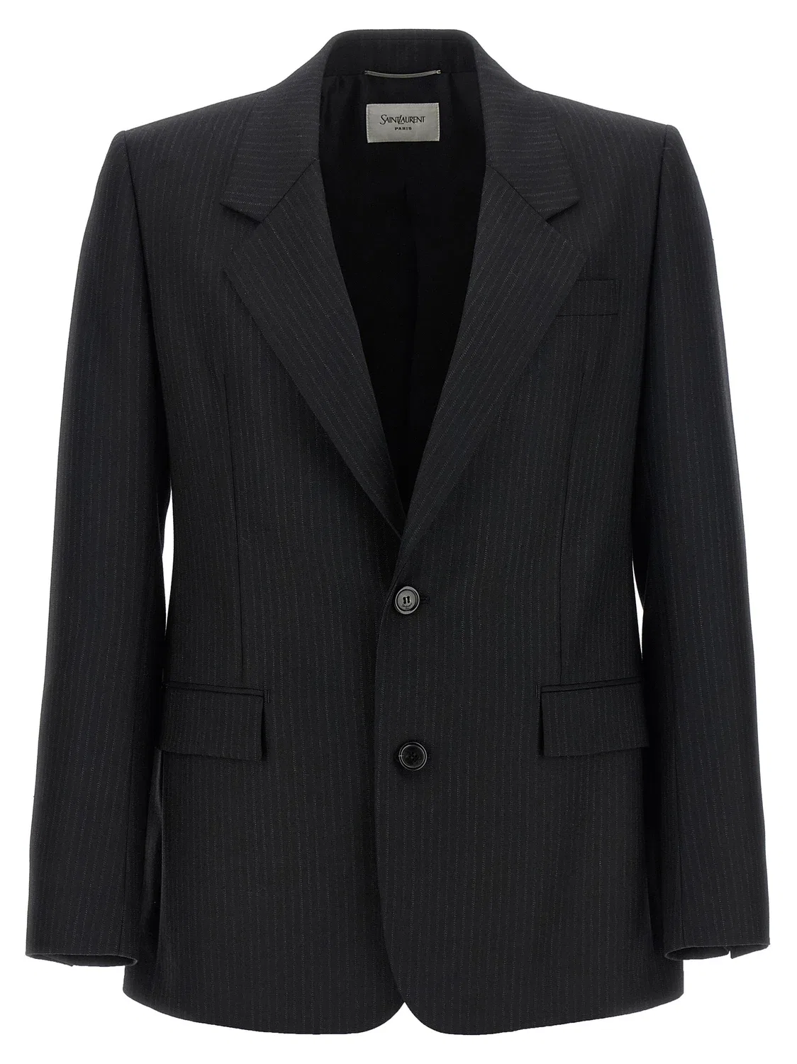 Костюмный пиджак в тонкую полоску SAINT LAURENT, черный