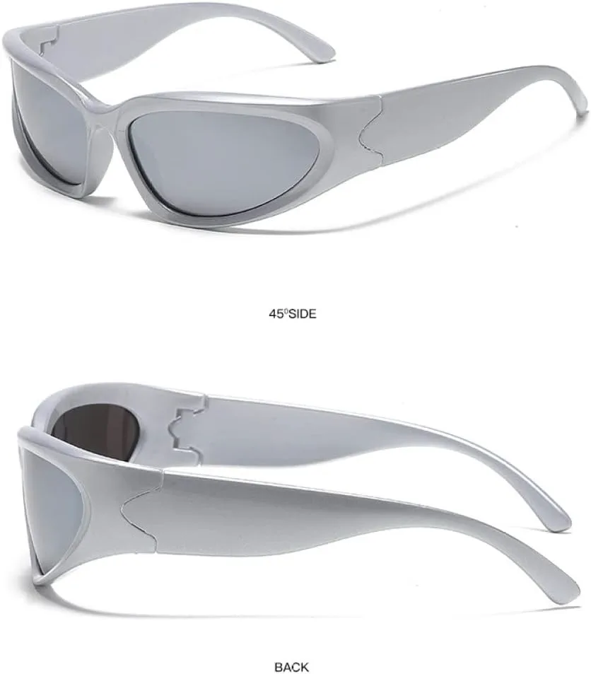 

Новые модные солнцезащитные очки 2025 года для женщин, серебристые овальные, спортивные, велосипедные, эстетичные, для мужчин и для активного отдыха DSXLY, White Gray