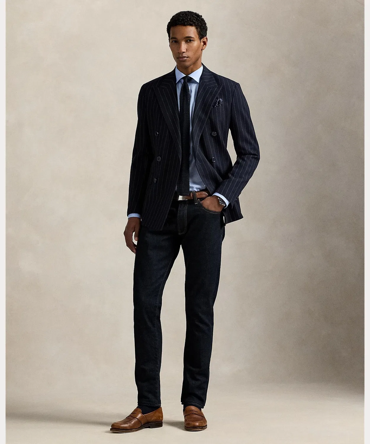 Рубашка классическая Ralph Lauren Regent Classic Fit Dobie, хлопок, синяя — фото 3