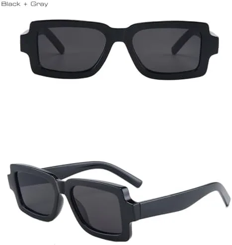 

Женские солнцезащитные очки 2027 года, маленькие квадратные, модные, сине-красные, с защитой от УФ-излучения UV400, мужские солнцезащитные очки MTZJH, White Gray