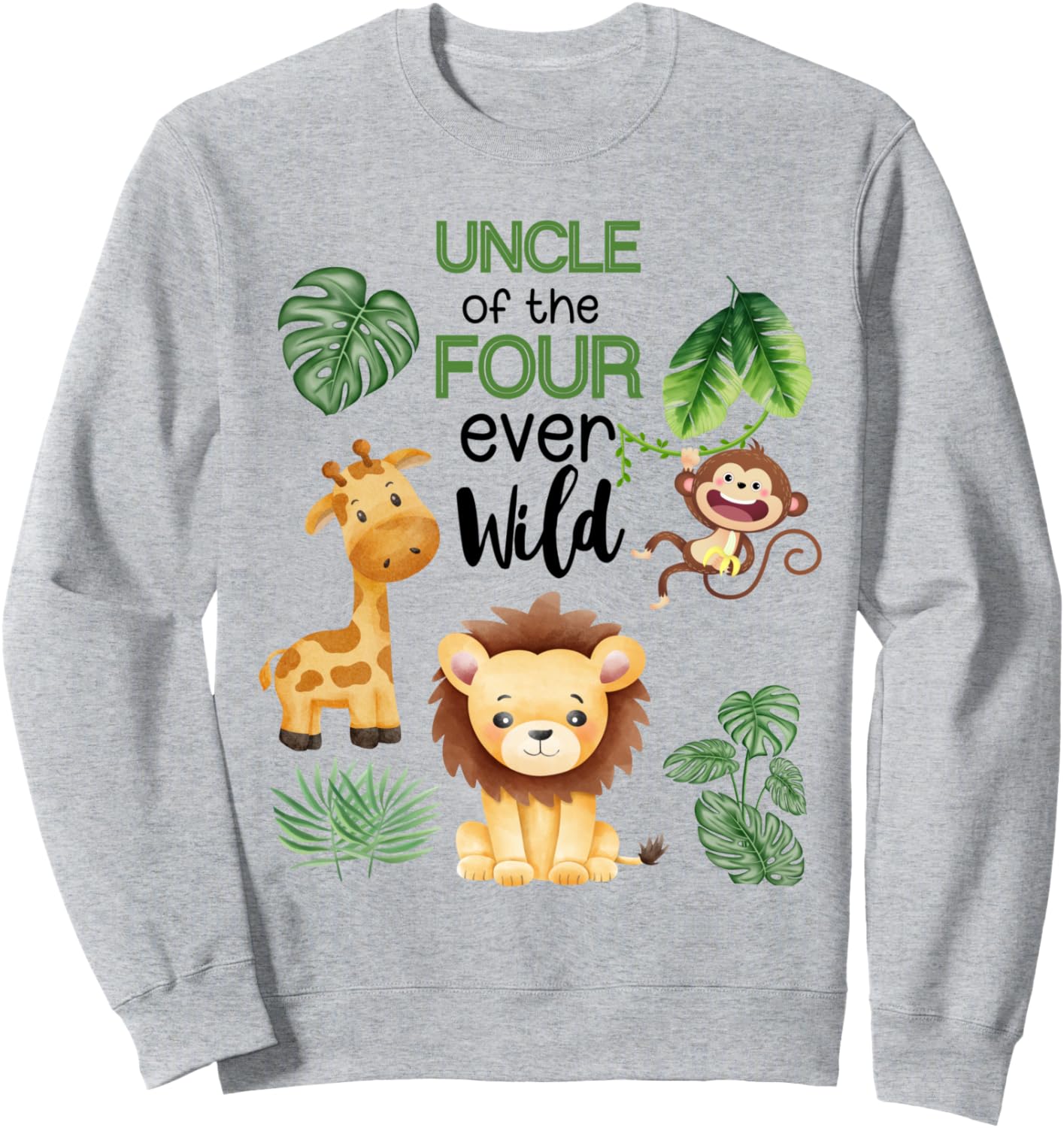 

Толстовка «Дядя мисс Вечно Дикие Джунгли» на 4-й день рождения Family Look Jungle Safari Themed Decoration Gifts, серый