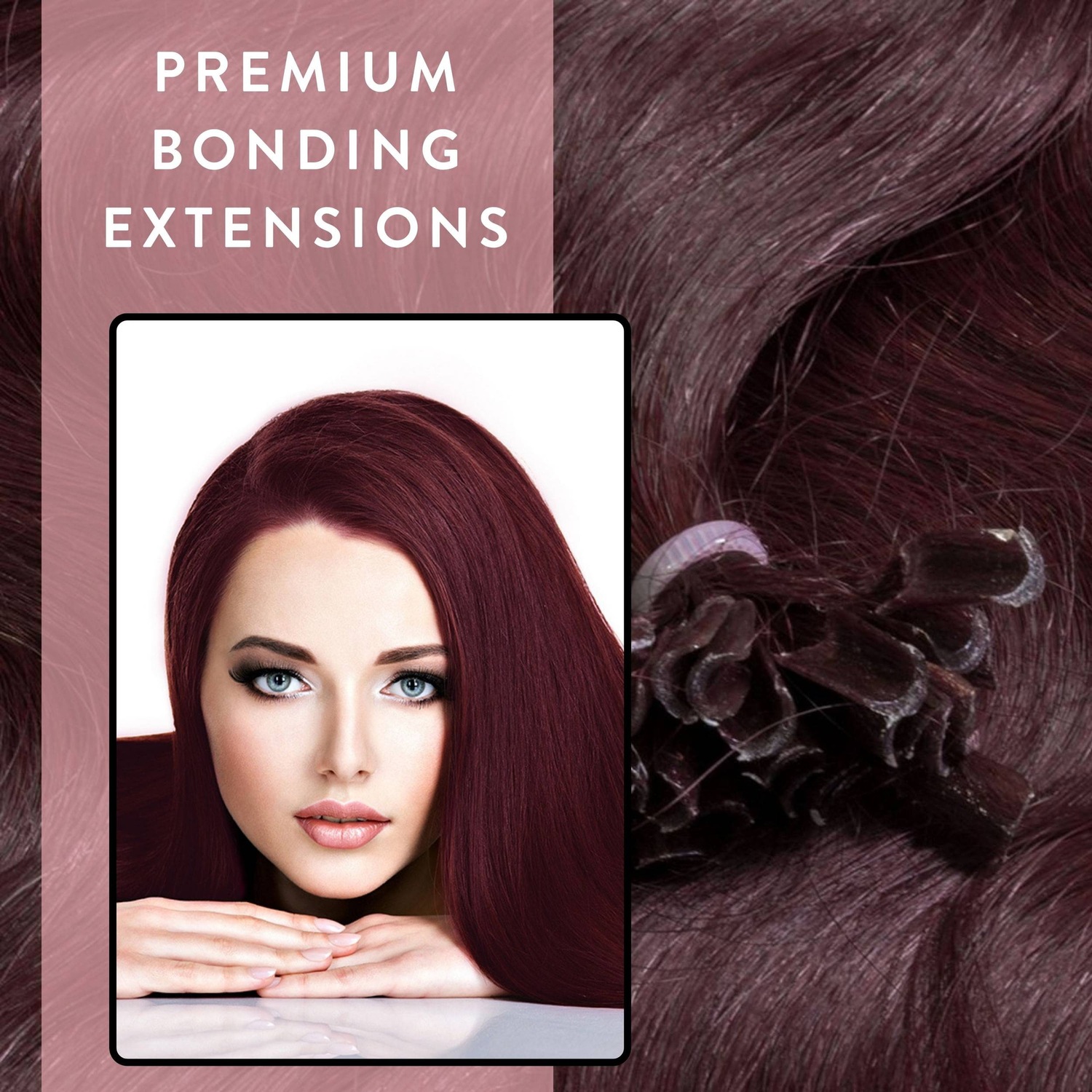 Накладные волосы bonding extensions premium echthaar #55/66 hellbraun intensiv violett-intensiv 0,8g Hair2Heart, 60cm, количество 25 шт. — фото 2