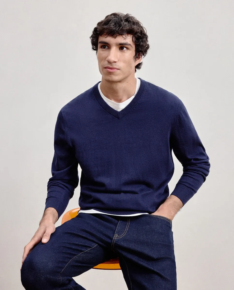 

Мужской свитер с V-образным вырезом Dustin, синий