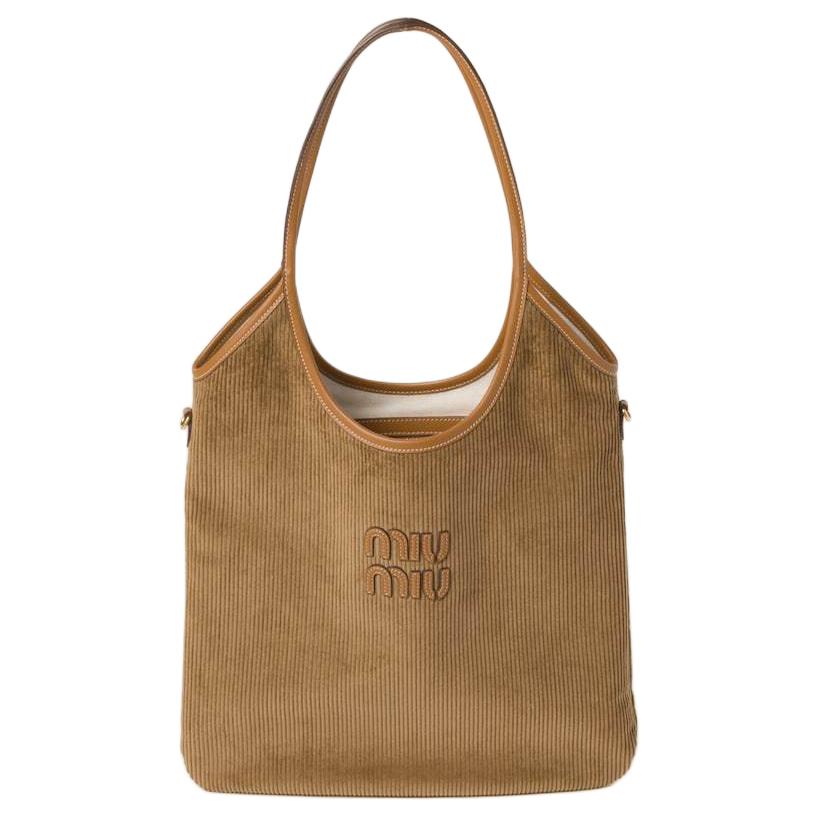 

Сумка-шоппер из вельвета через плечо женская MIU MIU коричневого цвета