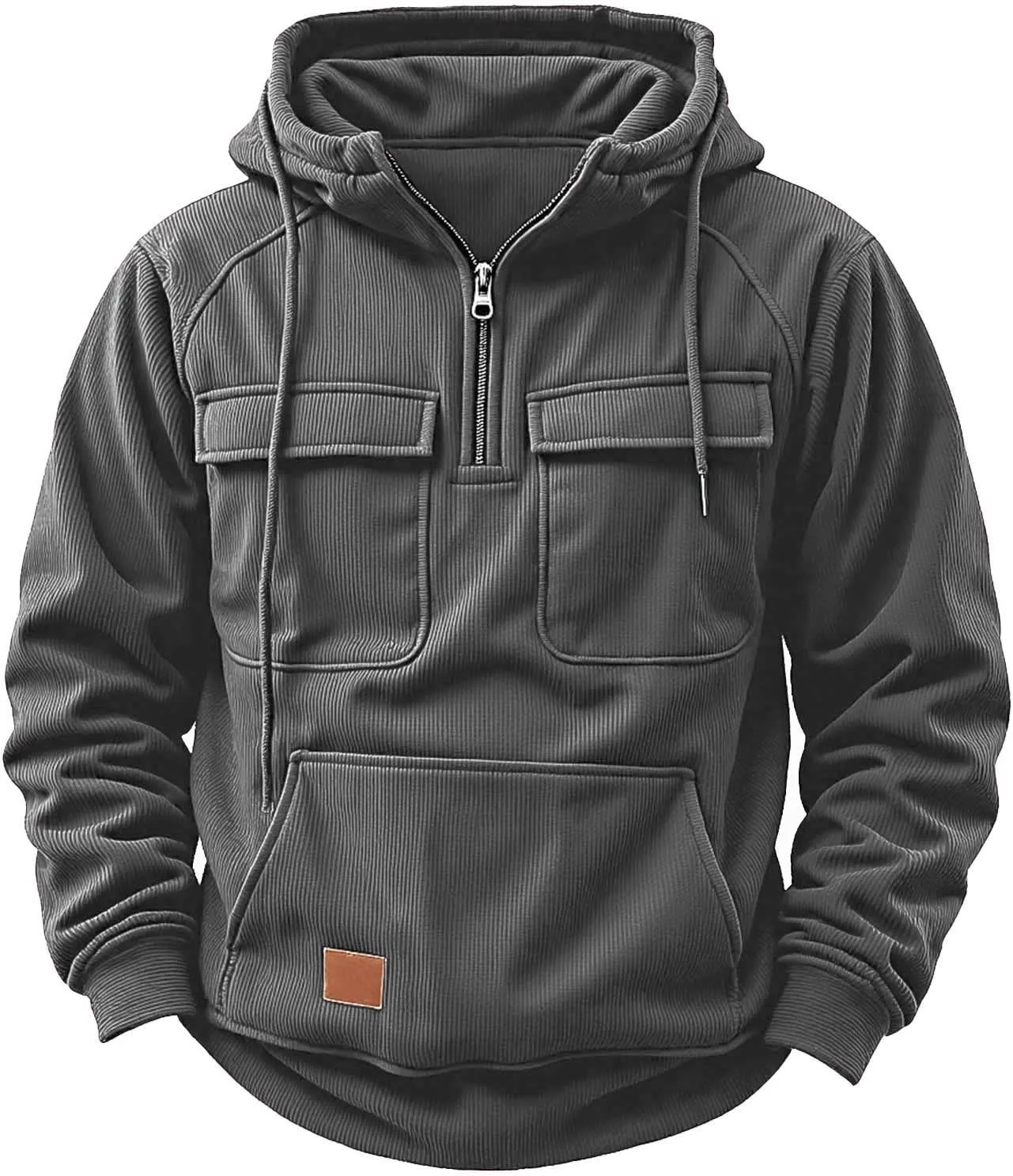 

Куртка-толстовка с капюшоном для мужчин, карго, на четверть молнии