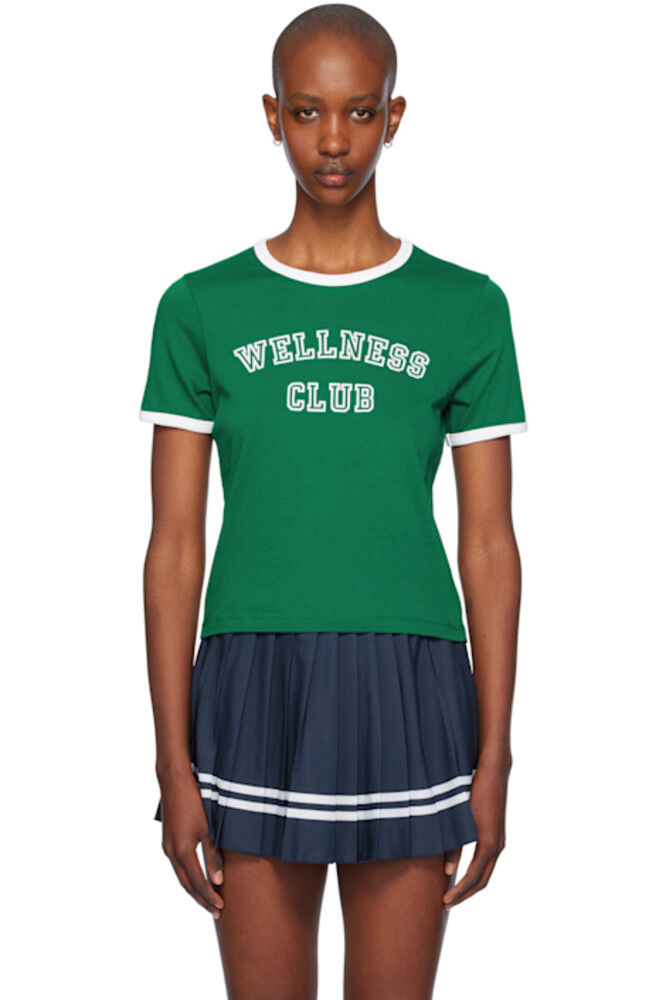 

Футболка Ringer зеленая «Wellness Club» Sporty & Rich