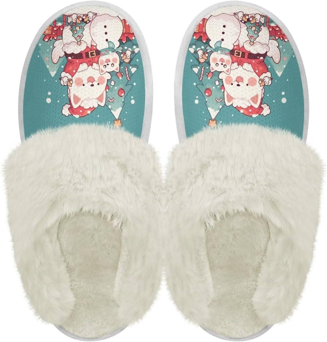 

Хлопковые тапочки PJHEQOXE с пушистыми краями, домашние тапочки для дома и улицы, хлопковые тапочки унисекс, Cartoon Dog