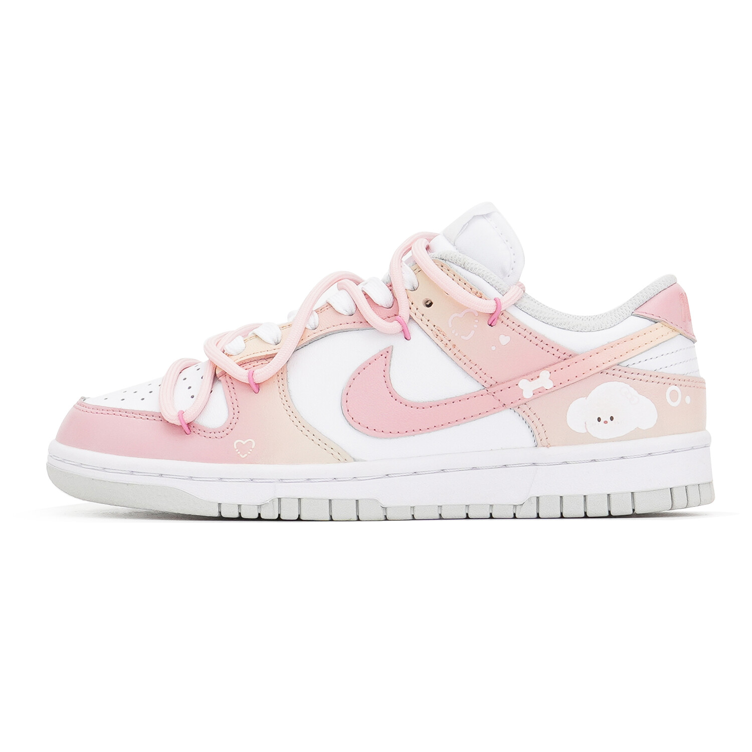 

Кроссовки Nike Dunk Skateboarding Shoes Women's Low-top Chalk White, розовый