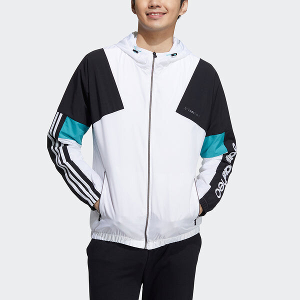 Куртка adidas neo M Cs Cb Wb 2 Logo Embroidered Contrasting Colors Sports Jacket White, белый — фото 2
