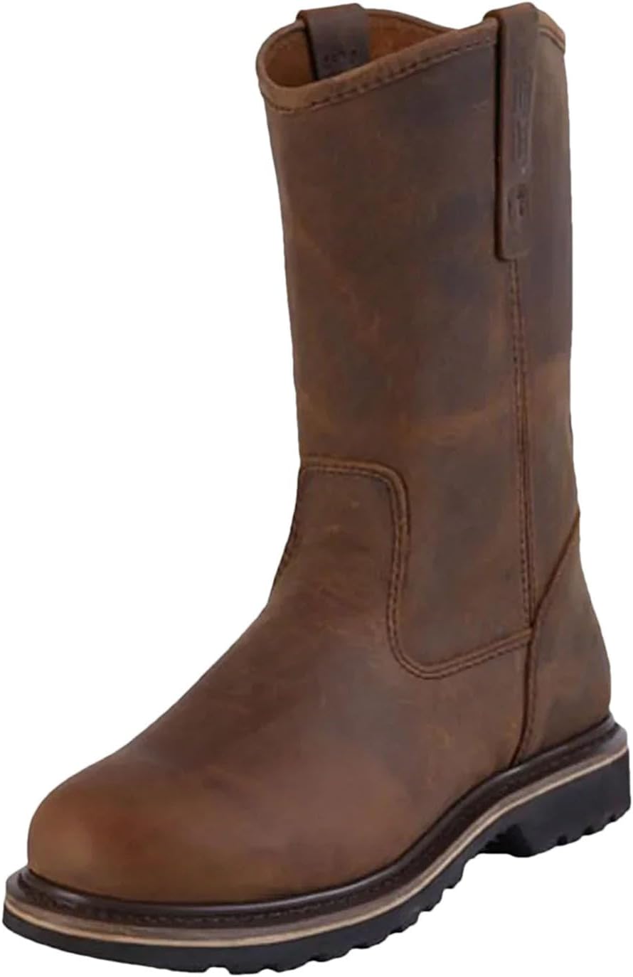 

Мужские и защитные ботинки, средние по голенищу, зимние ретро западные ковбойские сапоги Generic, коричневый