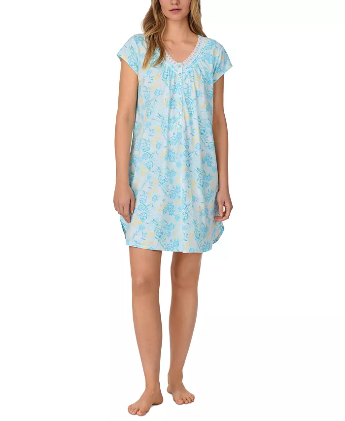 

Женская ночная рубашка с короткими рукавами и цветочным принтом Eileen West, синий