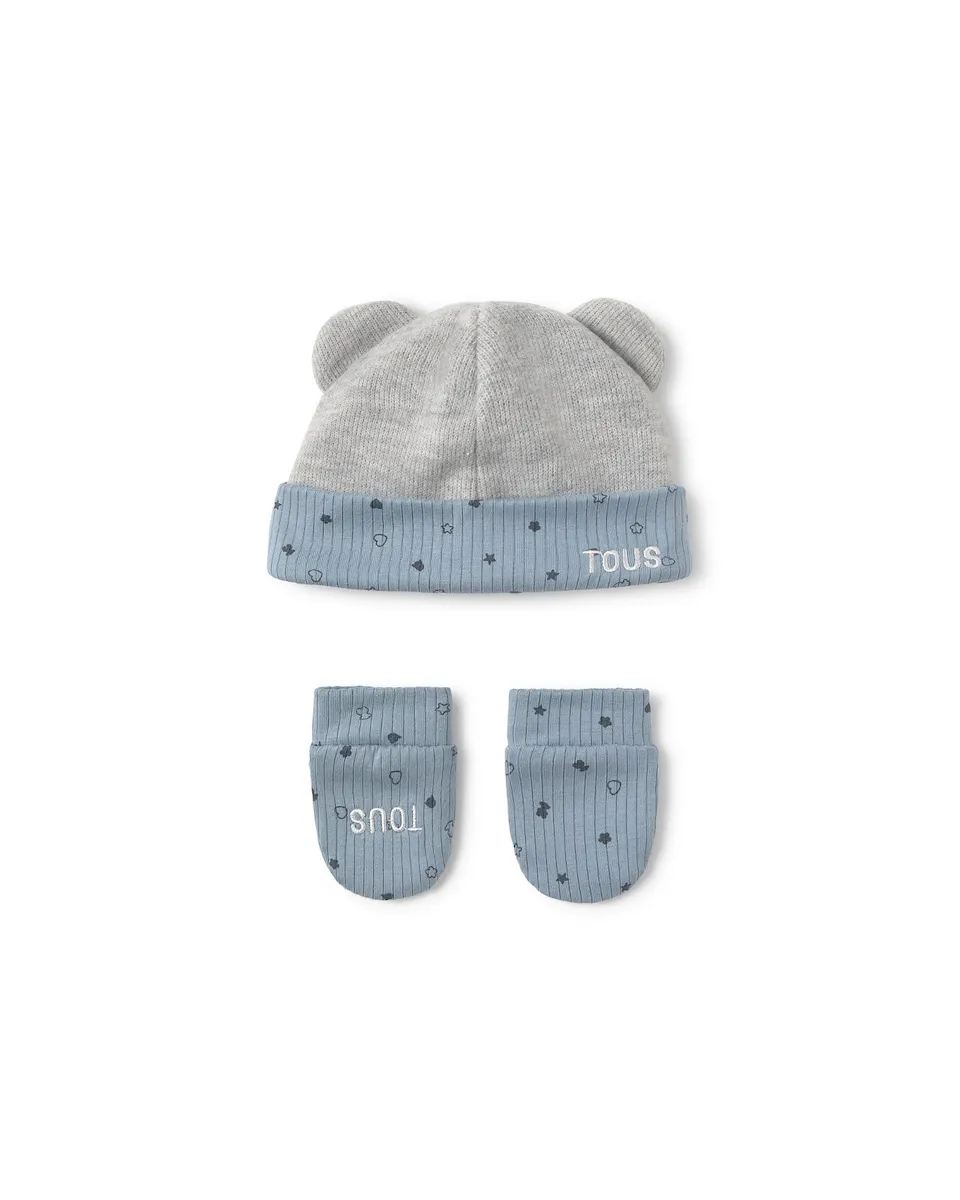 

Комплект для новорожденного мальчика из хлопка с мишками, звездочками и сердечками Tous, серый/синий