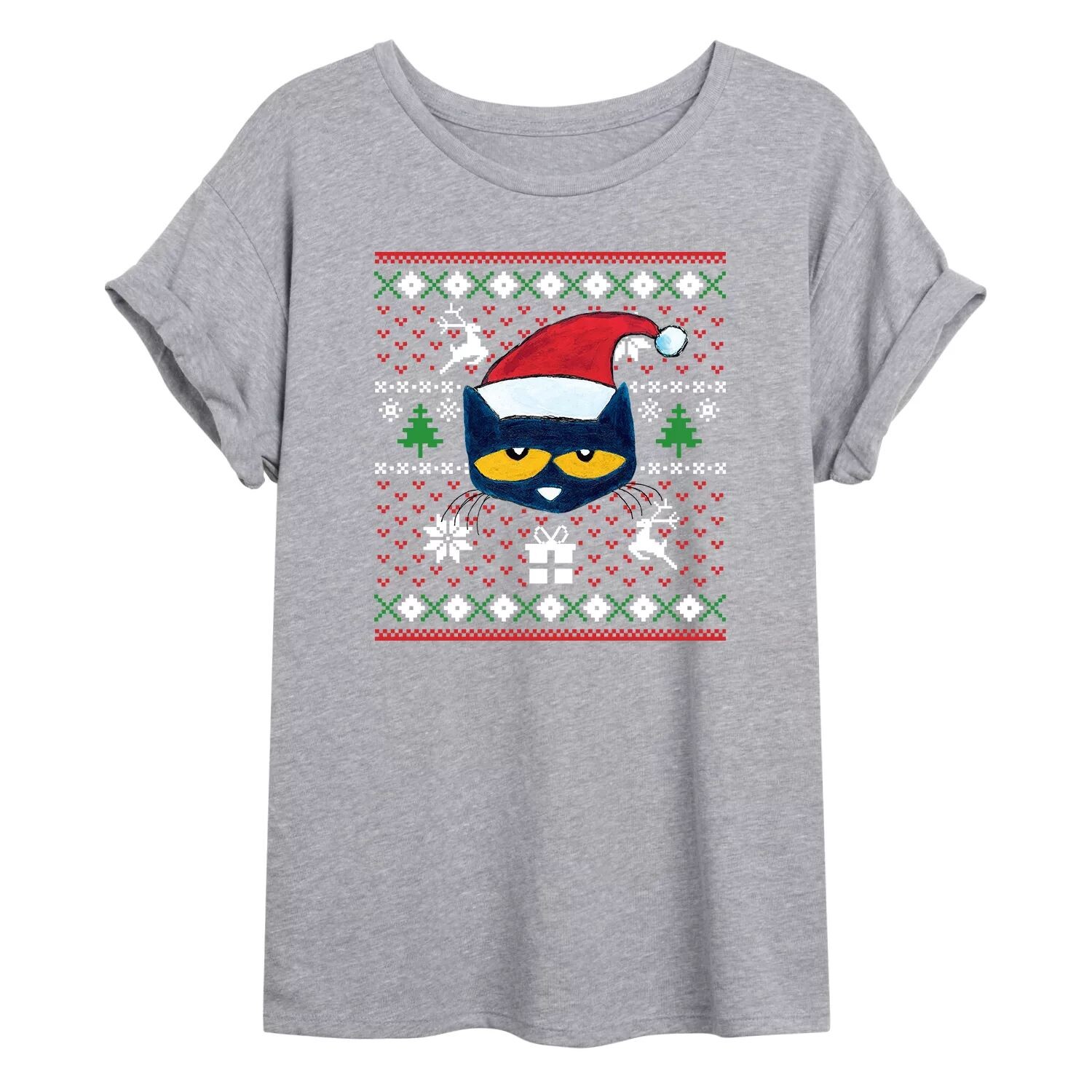 

Детская футболка большого размера с рисунком Pete The Cat Ugly Christmas Licensed Character