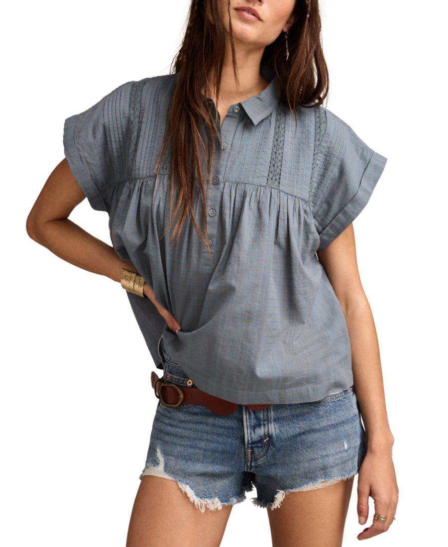 

Женская туника с воротником и баской Lucky Brand, Orion Blue