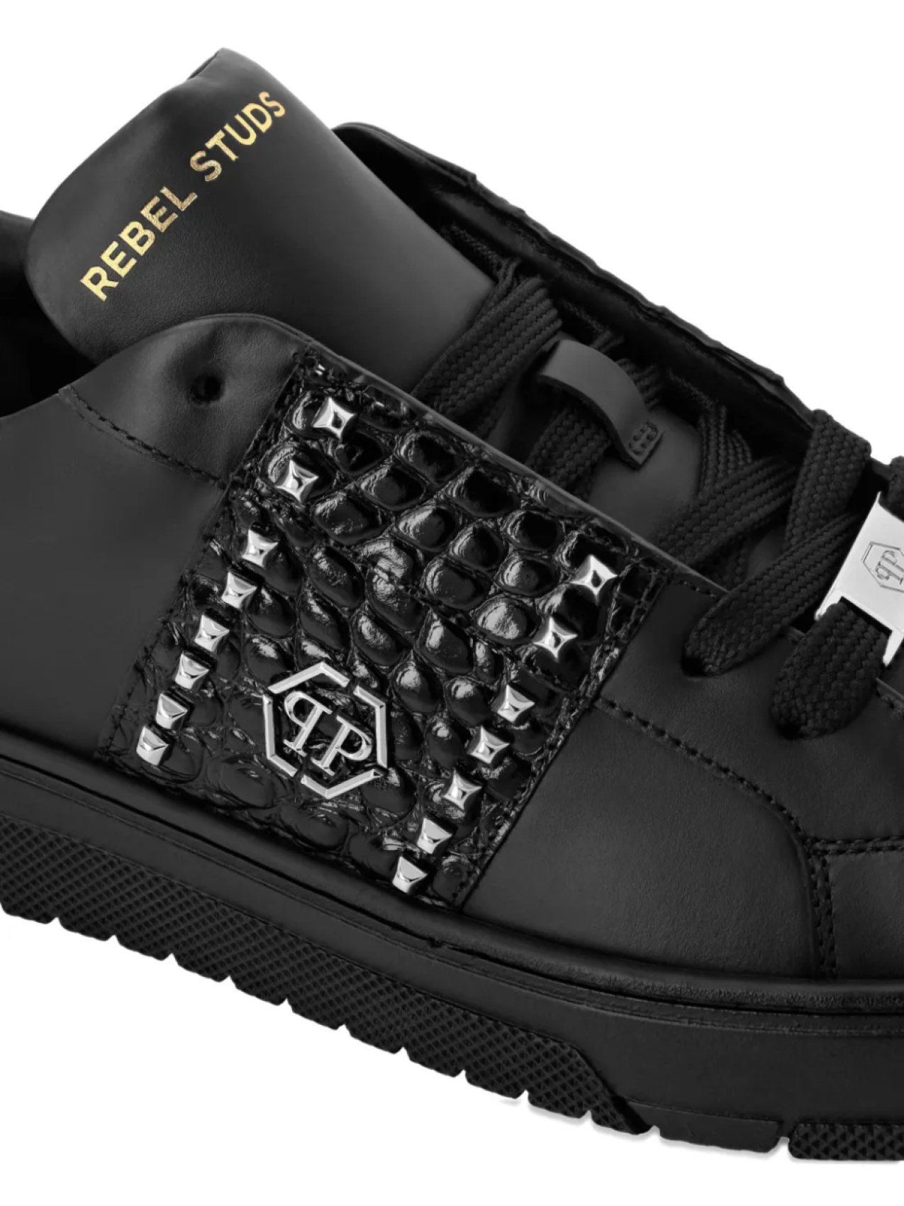 Низкие кеды, украшенные заклепками Philipp Plein, черный — фото 4