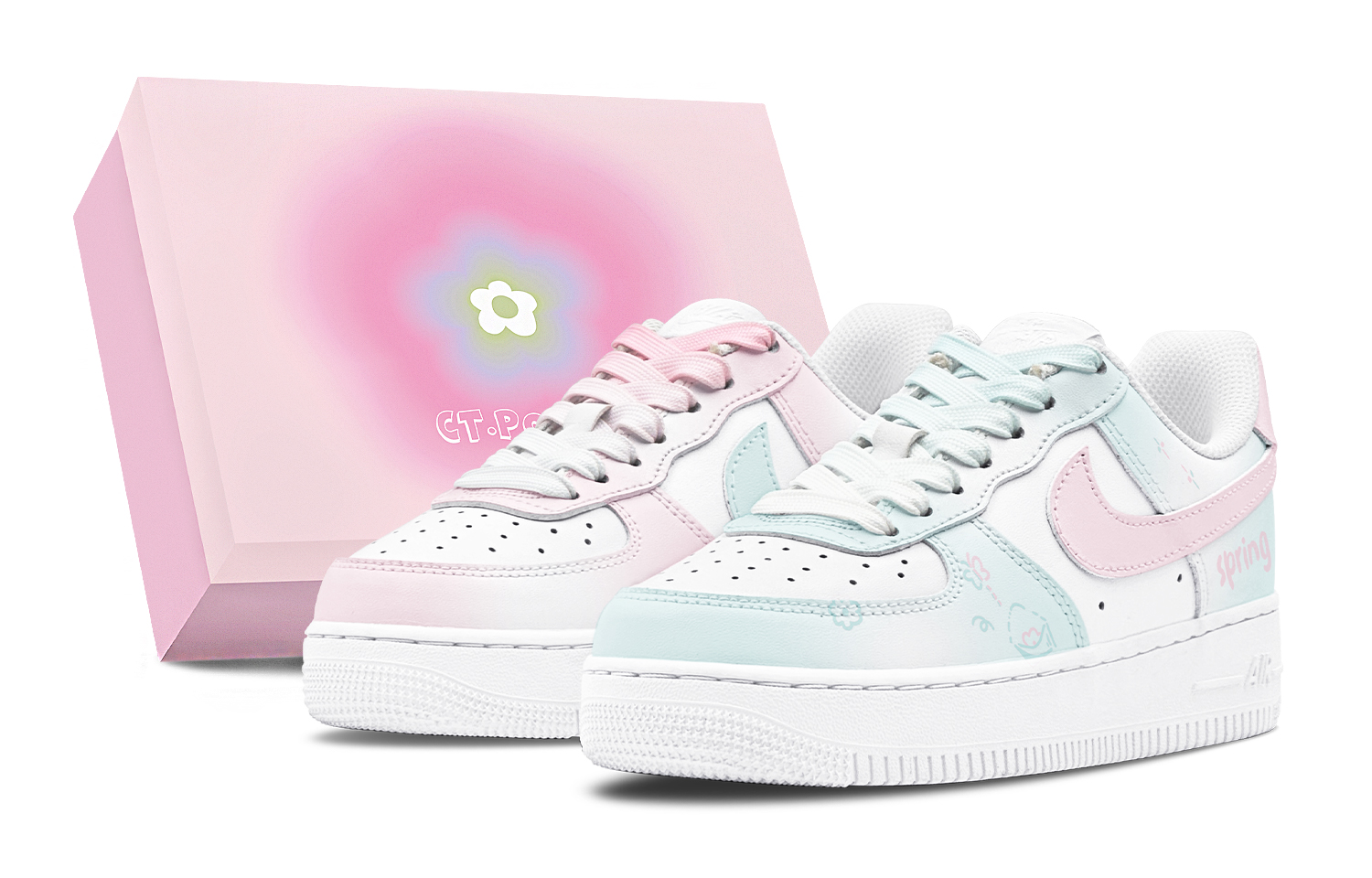 

Nike Детские кроссовки для скейтбординга Air Force 1 LE с противоскользящей подошвой, устойчивые к истиранию, синие, розовые, подростковые