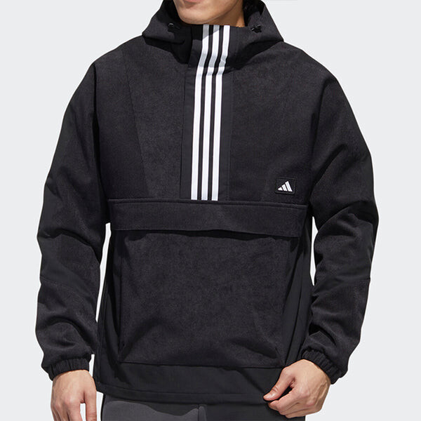 Куртка adidas Half-zipped Hooded Windproof Sports Woven Jacket Men's Black, черный — фото 3