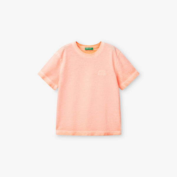 Футболка оверсайз Benetton с эффектом потертости, оранжевый