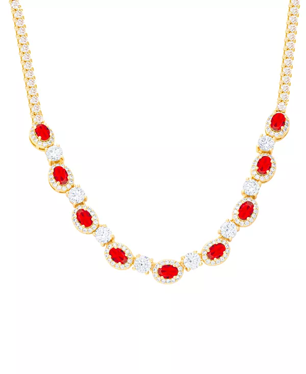 

Эффектное колье из позолоченной латуни с рубинами (4-3/4 карата) и кубическим цирконием, выращенными в лаборатории Macy'S, ruby