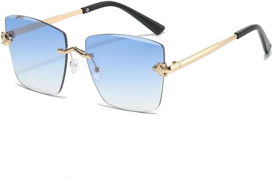 

Роскошные большие безрамочные солнцезащитные очки с градиентным переходом для женщин, в стиле ретро, ​​модный тренд, для мужчин, защита от УФ-излучения UV400 TYUVIVO, Golden Blue