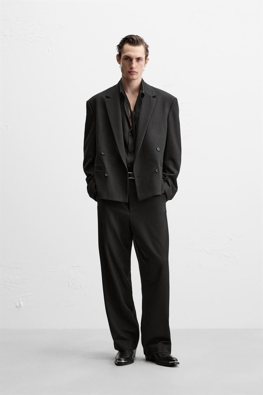 

Прямые брюки из вискозы ZARA, черный