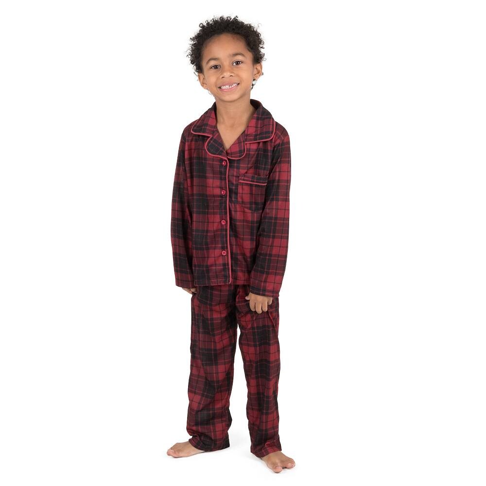 Детская фланелевая пижама в клетку из двух предметов Leveret, цвет Plaid Black Red